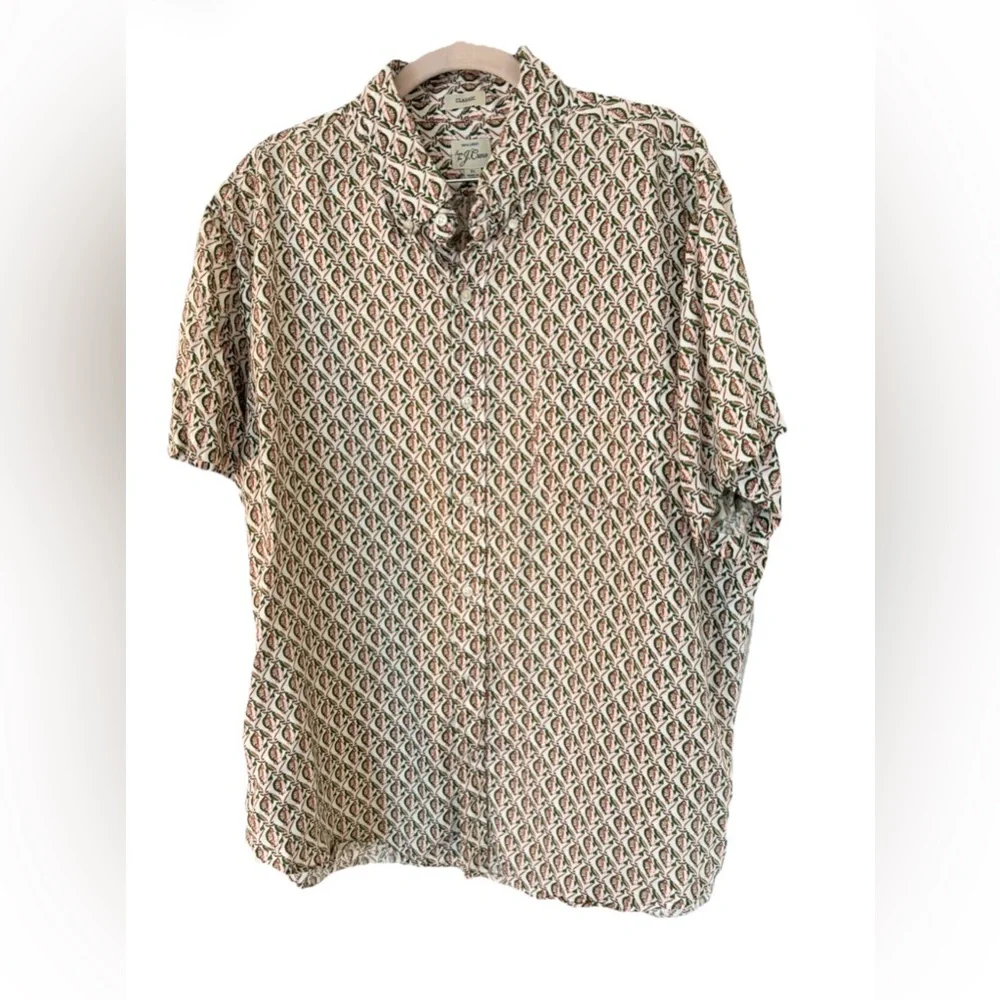 J. Crew Geometric Patterned Casual linen Shirt - Multicolor XL